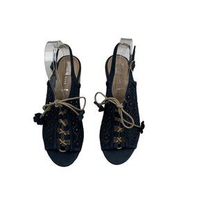 Ron White Made In Italy Suede Lace-Up Cork Wedge Sandals Women's Size 39/US 8.5